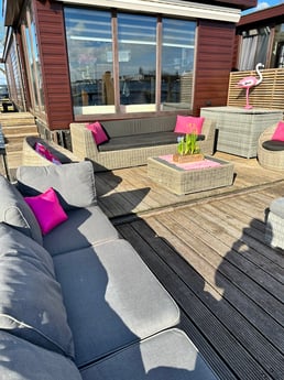 Lovely terrace on the water. 2 separate chairs and table available.