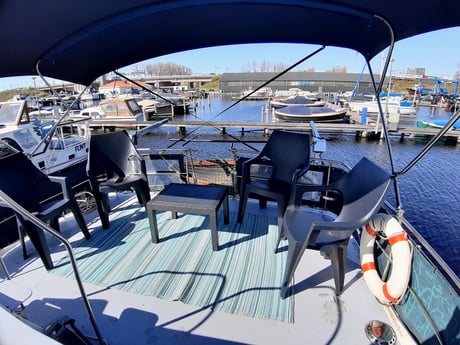 The boat is equipped with a spacious terrace.