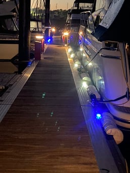 Marina pontoon at night