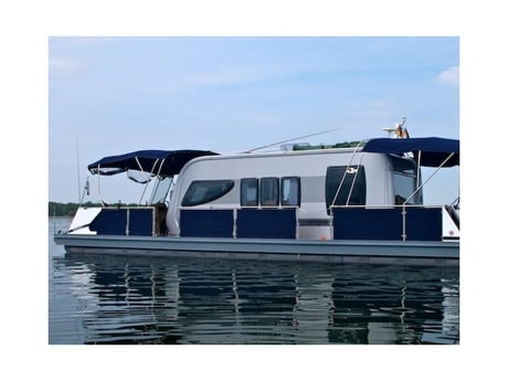 The floating caravan has two terraces