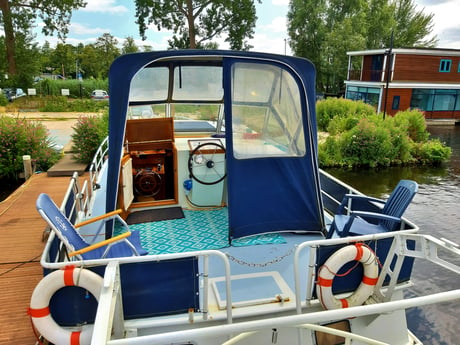 The boat is equipped with a terrace.